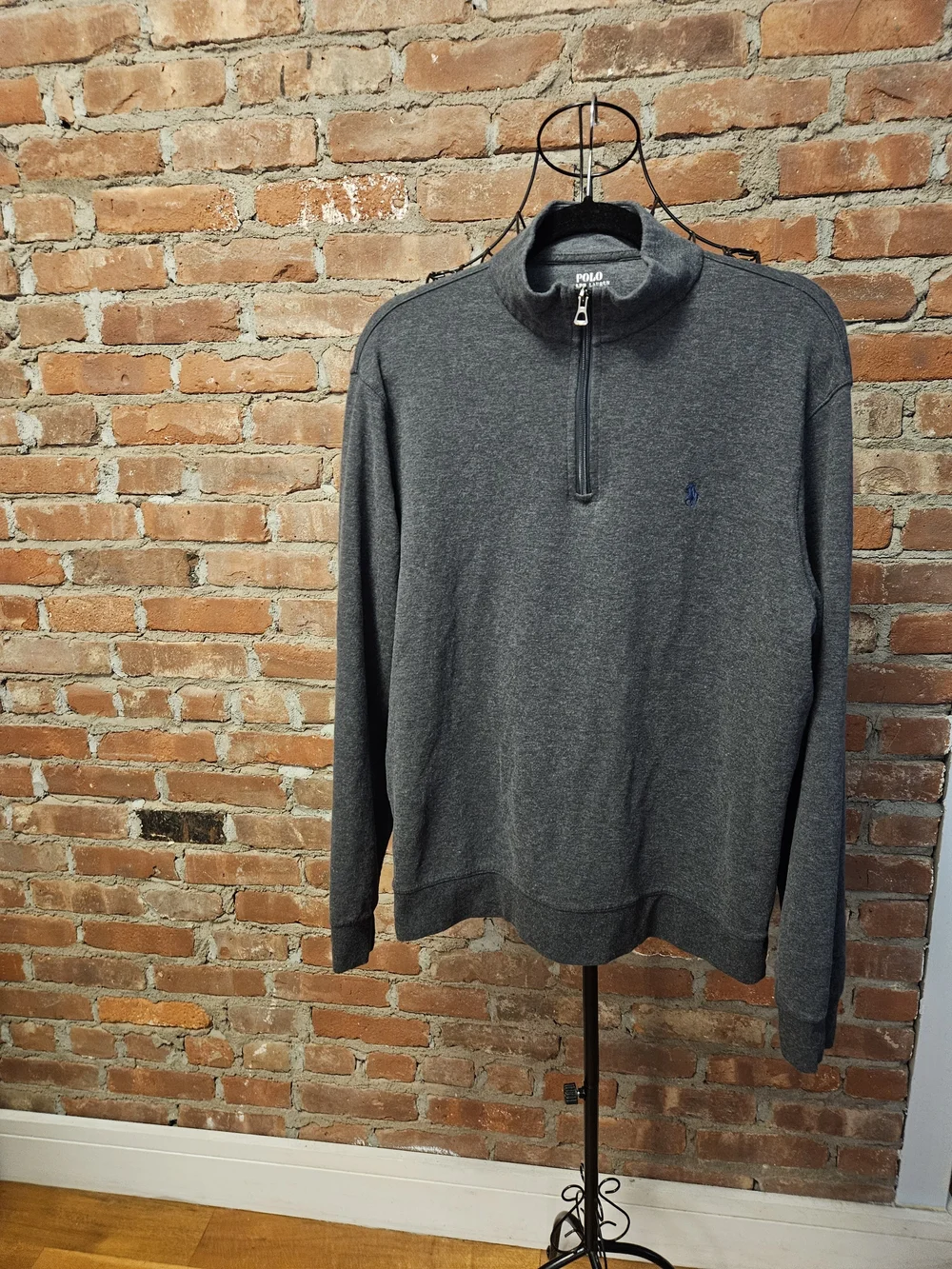 Polo by Ralph Lauren Men’s Charcoal Quarter-Zip Sweater